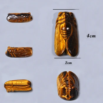 Naravne Mineralne Obesek Insektov Cicada Tiger Oči, Vklesan Ogrlico, Obesek za nakit, zaradi česar ženske moški ročno ljubimca, prijatelja, darila