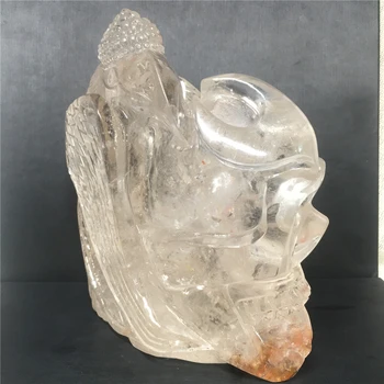Naravni lasje quartz crystal Lobanje Kralj zavarovani s Phoenix doma dekoracijo čaker zdravljenje Halloween DIY darilo Reikija