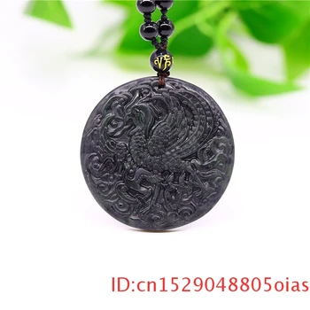 Naravni Obsidian Phoenix Obesek Nakit Čar Črno Darila Vklesan za Kitajski Ogrlica Amulet Moški