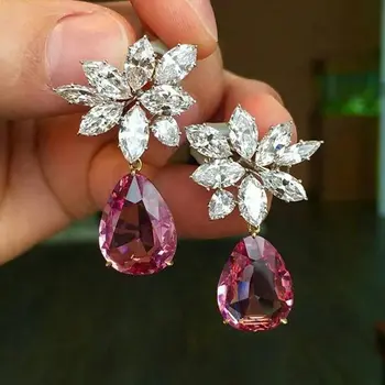 Naravni Ruby Diamant Uhani za Ženske S925 Srebrne Barve Granat Nakit Bizuteria Gemstone Uhan aretes de mujer oorbellen