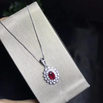 Navzkrižno slog naravnega ruby ogrlico, več barve, 925 srebro high-end barve zaklad.