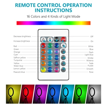 Neewer 10-palčni RGB Obroč Svetlobe Selfie Svetlobni Obroč z Nastavek za Stojalo in Držalo, Ir Daljinski upravljalnik, možnost zatemnitve 16 Barv