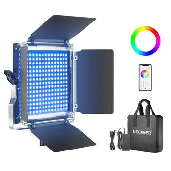 Neewer 660 RGB Barvna Led Luči z APLIKACIJO Nadzora in LCD Zaslon/U Nosilec/Barndoor, Kovinsko Lupino za Fotografijo