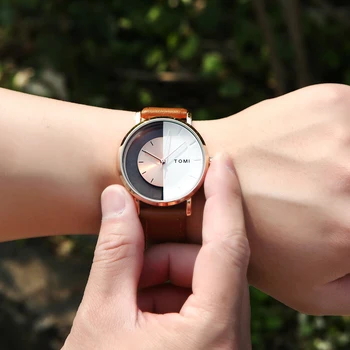 Nekaj Watch Ustvarjalne Pol Pregleden Unisex Ure Za Moške, Ženske Ljubitelje Minimalističen Usnja Ročno Uro Moda Quartz Reloj