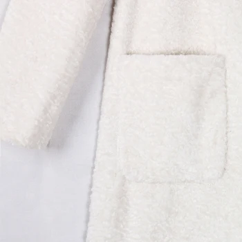 Nerazzurri Zima bela dolgo specializiranimi za umetno krzno plašč ženske dolgimi rokavi, žepi river Mehko svetlobo elegantno toplo karakul fur coats za ženske