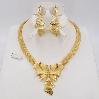 NEW Visoke Kakovosti Ltaly 750 Zlato barvo Nakit Set Za Ženske afriške kroglice moda ogrlico iz uhan nakit