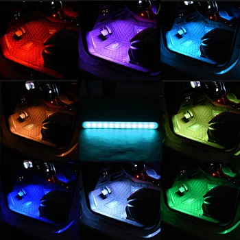 NLpearl 4pcs Avto Notranje Svetlobe 12LED RGB, USB Avto LED Trakovi Luči 5050 SMD 5V/12V Multicolor Avto Dekorativni Vzdušje Svetilke