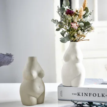 Nordijska Doma Dekoracijo Keramične Vaze Cvetlični Lonček Človeško Telo Kiparstvo Kip Cvetlični Aranžma Škatla Za Shranjevanje Umetnosti Model Namizje