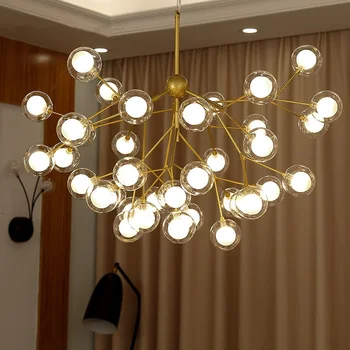 Nordijska LED lestenec Stekleno kroglo svetilke domačo razsvetljavo spalnica napeljave, dnevna soba viseče luči restavracija začasno svetilke