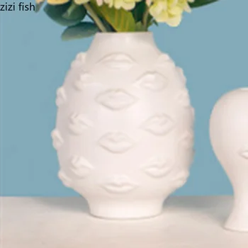 Nordijska črno in belo, ustnice oblikovalec keramike vaze, Cvetlični posoda Hydroponic posušen cvet ikebana Ware sodobne mehke dekoracijo