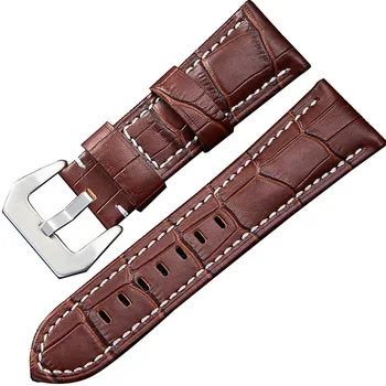 Nov izdelek Udobno 20 mm 24 mm 22 mm 26 mm tele usnja watch trak za Tissot iwc Watchband Moških, temno rjave barve, mehka Rdeča dnu Str