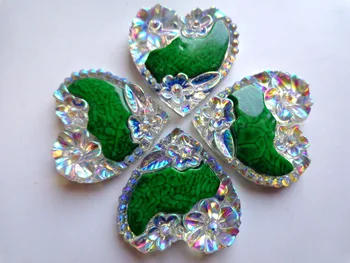 Nov modni slog sew na okrasnih srce oblika 25*25 mm flatback jasno AB barva/zelena barva handsewing gem kristalno 20PCS