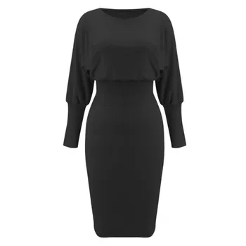 Nov Prihod 2020 Jeseni Obleke, Ženske Slim Trdna Bodycon Svinčnik Urad Dama Obleko Modne Priložnostne Midi Črno Roza Obleko Vestidos