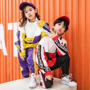 Nov prihod Hip-hop oblačila sklop za najstnike fantje moda ulične plesno obleko dekleta trenirko jeseni otrok šport obleke