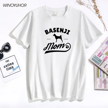 Nov Prihod Poletja Ženske T-Shirt Basenji Pes Mama Natisni T-Shirt Smešno Živali Design Ženska Moda Vrhovi Priložnostne Tee Za Dama Dekle