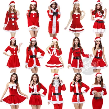 Nova moda Obleko 2019 Nove Ženske Cosplay Kostum Božič Santa Claus Fazi Kažejo, Oblačila Seksi Rdeče COS Ples Haljo Oblek
