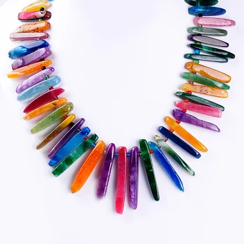 Nova moda Trakovi obliko multi-barvni naravnega kamna kroglice poldragi kamen Stolp verige ženske ogrlica