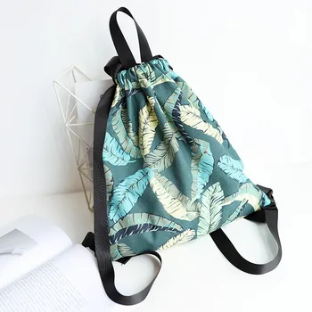 Nova moda za ženske, zeleno listje vrvico nahrbtnik 3D tiskanje potnih mehko nazaj dame mochila pasu vrečko