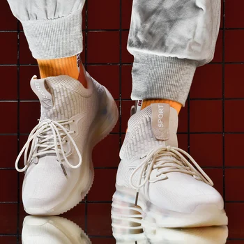 Nova moška obutev kokice športe na prostem, tek trend čevlji za moške ravnim dnom high-top stopil lahka športna obutev