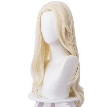 Nova Princesa Elsa Cosplay Lasuljo 65 cm Dolge Blond Valoviti Toplotno Odporen Sintetičnih Las Lasulje + Lasuljo Skp