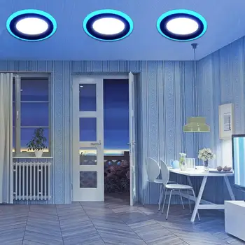 Nova Vrsta Urad LED Okrogla Plošča Svetlobe Bela+Modra/RGB Vgradne Stropne Navzdol Svetlobe Pozornosti Kul 120-Stopinjski kot Snopa Doma Žarnice
