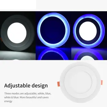 Nova Vrsta Urad LED Okrogla Plošča Svetlobe Bela+Modra/RGB Vgradne Stropne Navzdol Svetlobe Pozornosti Kul 120-Stopinjski kot Snopa Doma Žarnice