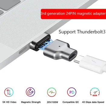 Nova zasnova USB C magnetni tok 24 pin za USBC 3.1 prilagodilnik pretvornika podporo 100W PD 6K video za več Tip-C naprave