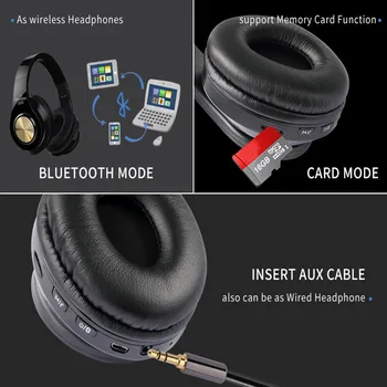 Nove Brezžične Slušalke Nad Uho Bluetooth Slušalke Zložljive Slušalke Nastavljiv Slušalke Z Mikrofonom Za TV mobilni telefon Huawei PC