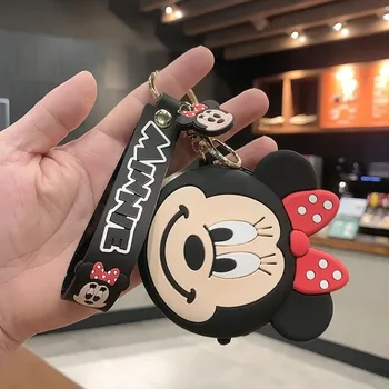 Nove Disney Šiv Minnie Mickey Mouse Kovanec Torbici Keychain Risanka Srčkan Kovanec Tipko Primeru Obesek Podatkovni Kabel Vrečko Za Shranjevanje Ključnih Verige