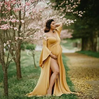 Nove Elegantne Porodniškega Off Ramenski Obleke Nosečnosti Oblačila Porodniškega Mehka Obleka Za Nosečnice Fotografijo Ustrelil Fotografije Rekviziti