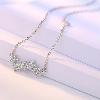 Nove modne ženske s star srebrno ogrlico, obesek, temperament elegantno bleščečo ljubezen zvezde obesek crystal nakit