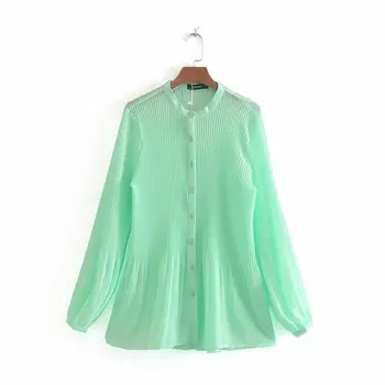 Nove ženske modni dolg rokav šifon naguban bluzo majice ženske o vratu priložnostne poslovnih blusas femininas srajca vrhovi LS3359