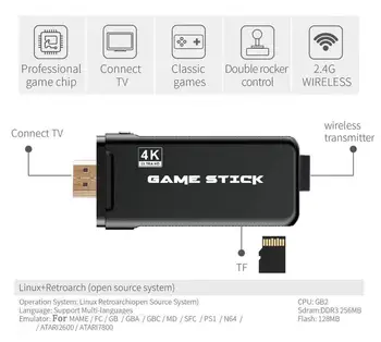 Novo 4K Igre USB Brezžični Konzole 3550 Klasična Igra Stick Video Igra Konzola 64 Bit Mini Retro Krmilnik Izhod HDMI Dual Playe