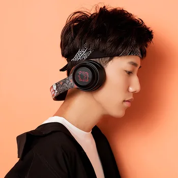 Novo BH10 Tiskano različico brezžična tehnologija Bluetooth 5.0 slušalke HiFi stereo glasbe zložljive LED risanka slušalke žične gaming slušalke