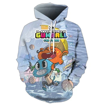 Novo Gumball neverjetno svetu hoodie majica ulične fant 3D priložnostne glavo puloverju Harajuku hip hop hip hop moških, žensk, otrok Vrhovi