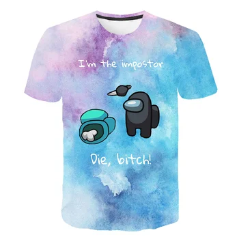 Novo Igro Med Nami T-shirt Otrok 3D Color Impostor Risanka Otroci Kawaii Graphic Majica Tees Baby Fantje Obleke Poletje Vrhovi
