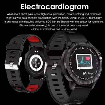 Novo L8 Pametno Gledati IP68 Vodotesen Moških EKG + PPG Krvni Tlak, Srčni utrip, Fitness sports Tracker Smartwatch VS L5 L7