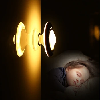 NOVO NLP Obliko USB Ali Napolnite Baterijo Senzor Led Nočna Lučka za 360-Stopinjski Vrtečih Korak Stenske Luči luči za Hodniku Omaro
