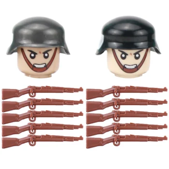 Novo WW2 vojaških pehotnih Pribor gradniki WW2 Vojske nemški Vojak Številke Čelada Pištole Deli Opeke Igrače Za Otroke
