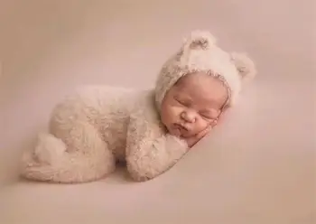 Novorojenček Romper Otroška Fotografija Rekviziti Klobuk Baby Bear Bodysuits Obleko Fotografija Rekviziti