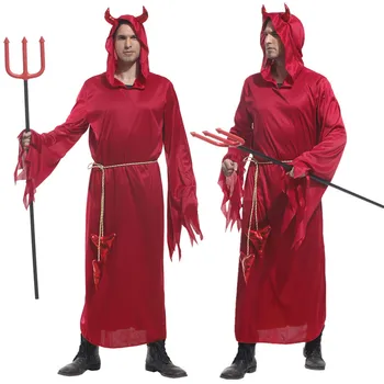 Odrasel Človek Red Devil Halloween Kostumi za Božič Karneval Cos Maškarada pustna Oblačila Zlo Cosplay Oblačila