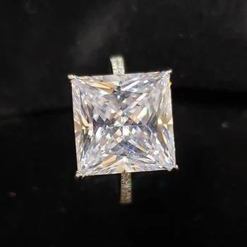 OEVAS Peneče 12*12 mm Ustvarili Moissanite Visoko vsebnostjo Ogljika Diamantni Poročni Prstani vrhunske Kakovosti 925 Sterling Srebro Fine Nakit