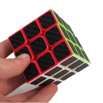 Ogljikovih Vlaken 3x3x3 Nalepke Hitrost Čarobne Kocke Puzzle Igrača za Otroke, Otroci Darilo Igrača Mladih Odraslih Navodilo, Strokovni Kocka