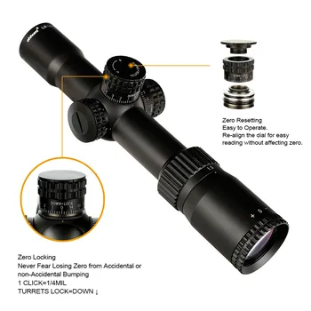 Ohhunt LR 1.5-8X28 IR Hunitng Riflescope Mil Dot Steklo, Jedkano Reticle Taktično Optični Znamenitosti Kupolo Reset Zaklepanje za Puško Področje uporabe