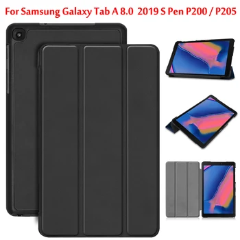 Ohišje Za Samsung Galaxy Tab A 8.0 2019 Pen P200 / P205 Ultra Slim Usnje Magnetno Stojalo Pokrov SM-P200 SM-P205 Funda
