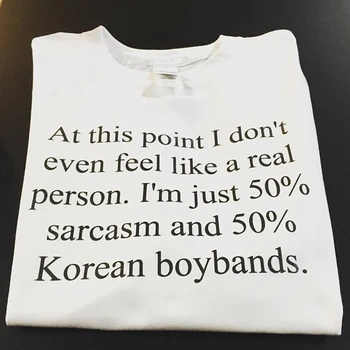 OKOUFEN Na tej točki sem se sploh ne počutim kot pravi oseba 50% sarkazem korejski boybands Kpop TShirt Hip Hop tees moda vrhovi