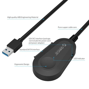 ORICO USB 3.0, da SATA Adapter Pretvornik-Kabel za 2.5/3.5-palčni Trdi Disk HDD/SSD z 12V2A Power Adapter - Black (35UTS)