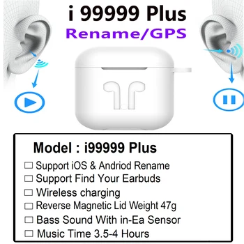 Original i99999 Plus TWS brezžično slušalko Bluetooth 5.0 slušalke 10D super bass čepi PK i9000 i7S i9 i10 i30 i60 i9000Pro