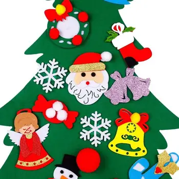Otroci DIY Čutiti Božično Drevo Santa Okraski Steno, Vrata Visi Dekor Božič Darilo
