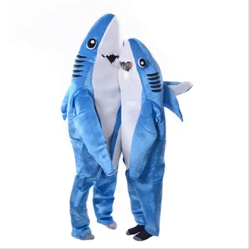 Otroci Jumpsuit Cosplay Kostum Kugurumi Shark Fazi Oblačila pustna noč Čarovnic, Božič Rekviziti Onesies za Odrasle Jumpsuit